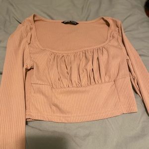 Y2K ruched long sleeve crop top